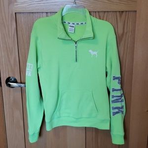 VS PINK 1/4 zip neon green